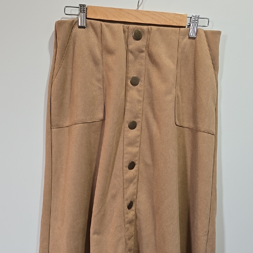 Tan Button-Front Women's Skirt